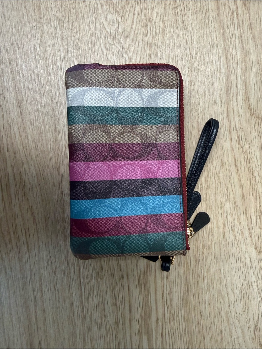 Coach Multicolor Signature Stripe Double Zip Wristlet Wallet - Picture 2 of 5